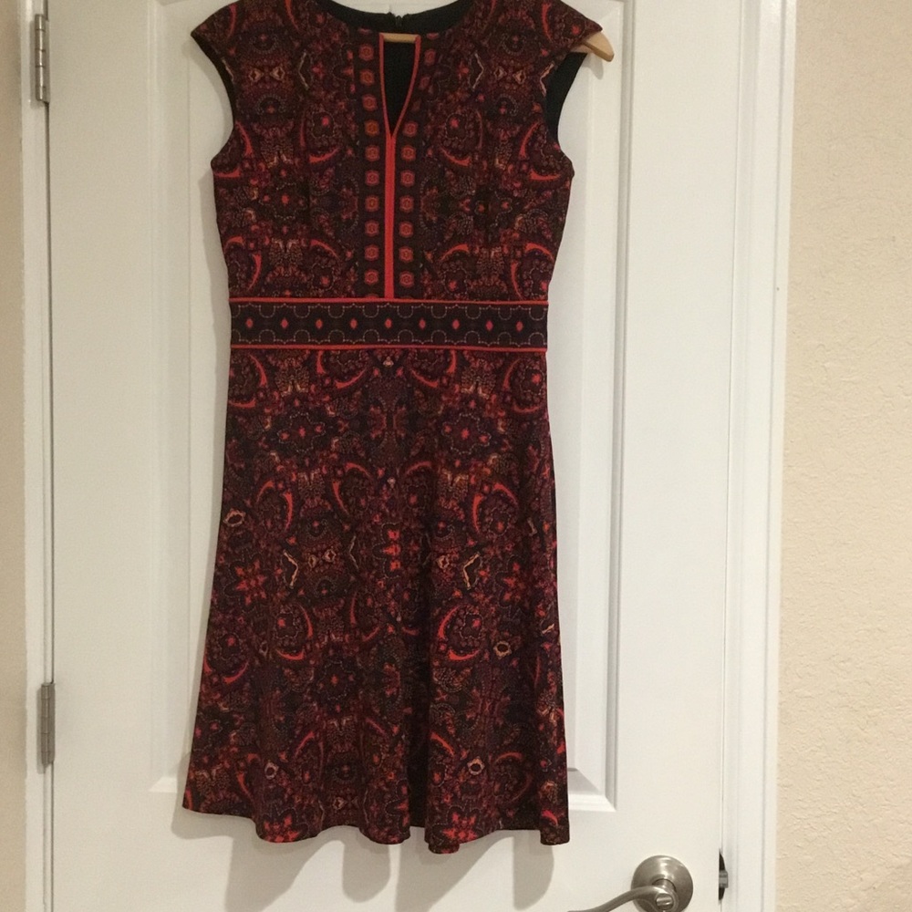 London Style Red and Black Paisley Mini Dress